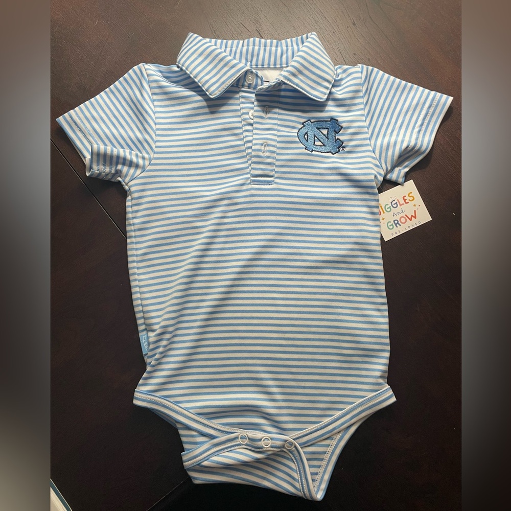 UNC Striped Collared Onesie